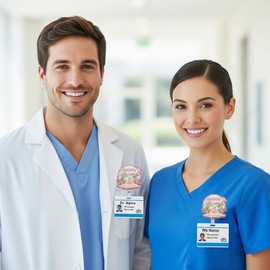 Funny Badge Reel,Retractable Acrylic Alligator Badge Clip,Holder Nurse Doctor Name Tag Badge Clip for Nurse Nursing RN CNA LPN Medical Worker & Office Staff(Mentally I'm here)