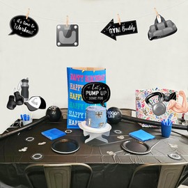 Fangleland 24pcs Gym Photo Booth Props for Boys and Girls, Work Out Birthday Baby Shower Decorations Party Favors Supplies Men Women