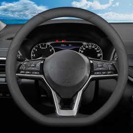 SZYUCHEN D-Shaped Steering Wheel Cover for Nissan Rogue Altima Sentra Maxima Pathfinder Kicks Versa SR SV Sport Flat Bottom Car Steering Wheel Accessories, 2025 Black 14 1/2"-15"
