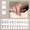 24 Pcs Nail Tips Silver Gradient French Flesh Alphabet Symbol