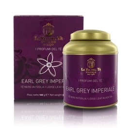 La Via del Te Earl Grey Imperiale, Bergamot Darjeeling Tea, Indian Loose-Leaf Black Tea in Tin Can, 100g / 3.53oz