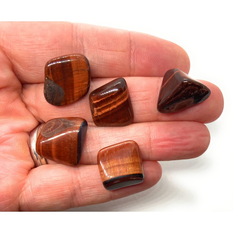 Red Tiger Eye Small Crystal Tumbled Stones - 5 Pc