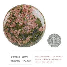 Nupuyai Healing Energy Worry Stone for Anxiety/Stress, Round Smooth Pocket Stone for Meditation/Massage/Decor, Unakite Gem