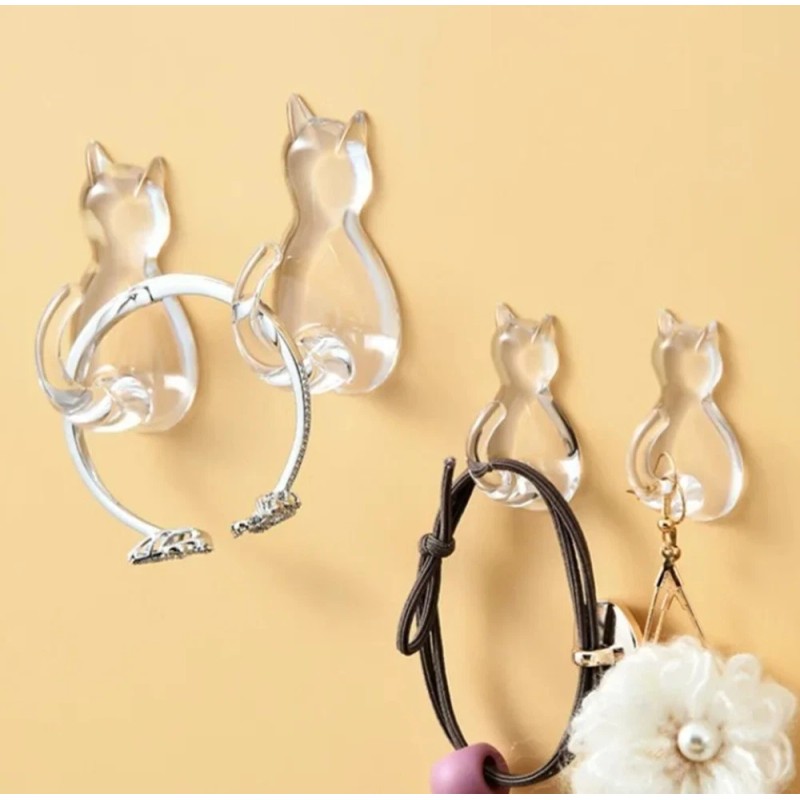 TIKA 8 Pcs Adhesive Cat Wall Hooks – Heavy-Duty No-Drill