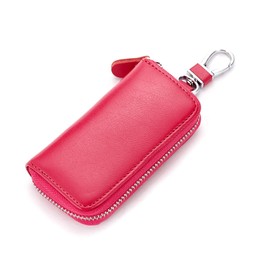 QIUPFGUT Leather Key Case for Men and Women, Leather Key Case, Wallet, Small Key Case, Universal Car Key Ring, pink