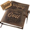 moonster Refillable Leather Journal Joshua 1:9 Bible Verse Embossed Journals