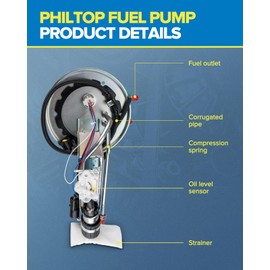 PHILTOP Electric Fuel Pump Assembly for Ford Crown Victoria, Grand Marquis, Town Car 1997 4.6L, F7AZ9350AB, F7AZ9H307AE, E2222S