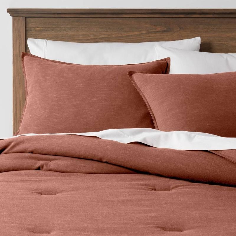Threshold 3-Piece Cotton Linen Comforter Set OEKO-TEX Space Dyed -
