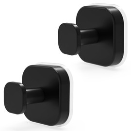 homeasy Pack of 2 Suction Cup Hooks Extra Strong Suction Cup Hooks Square Vacuum Suction Cups with Hooks Towel Holder Suction Cup Hook No Drilling for Kitchen Bathroom Office Black