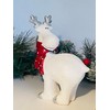 White Reindeer with Red Spotty Scarf Christmas Ornament (STANDING DEER