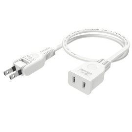 FUMITAKE Extension Cord Short 1.64 ft (0.5m) Selectable 2-pack, 3-pack, 5-pack White Outdoor 1 Outlet Travel Power Supply 15A Soft Type 125V Swing Plug RoHS Compliant Tracking Prevention Cold