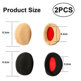 Ruayia Earmuffs Women's Pack of 2, Ear Warmers Women's Earbags Earmuffs Foldable Washable Plush Ear Muffs Warm Cold Protection Cold Winter Accessories Outdoor Ear Cups, Black and khaki