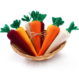 Skylety 8 Pieces Easter Carrots Toy Artificial Fabric Carrot for Bunny Decor Seasonal Vegetables Toy Non Woven Farm Fresh Carrot for Home Kitchen Tiered Tray Party DIY Decorations Supply (Colorful)