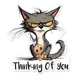 PopArt Voodoo Doll Thinking You Sticker Decal