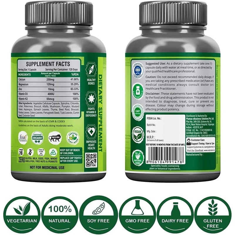 SENTA SENTA Plant Based Organic Calcium, Magnesium, Zinc, D3 &
