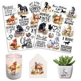 Dorsbaby 2 Sheets Rub on Transfers for Crafts, Horses Furniture Transfers for Wood, Glass, Plastic & Ceramics, Decorative Decals