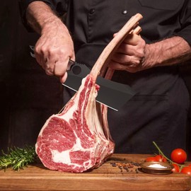 Dream Reach Meat Cleaver, 6.9 inch Black Boning Knife, High Carbon Steel Sharp Kitchen Forged In Fire Knife with Sheath Gift Box Bottle Opener for Outdoor Camping, Christmas Gifts for Men Women