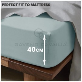 Luxury Extra Deep Fitted Sheet, Plain Polycotton Lightweight Long Lasting Extra Deep King Size Fitted Sheet, Duck Egg