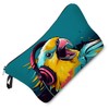 Livel lhood Singing Parrot Makeup Bag Parrot With Headphones Cute Organizer Bag Zipper Pouch Pop Art Parrot Print Cosmetic Bag Present for Parrot Lovers Women Friends, hzt0527
