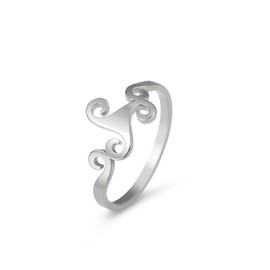 kkjoy Keltischer Triskelle Spirale Ring Edelstahl Wikinger Triskelion Talisman Ring Irische Dreifachspirale Amulett Schmuck für Frauen Männer (Silber, Durchmesser 17mm)
