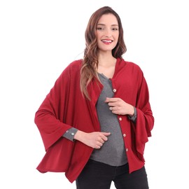 MissShorthair Women's Lightweight Knitted Scarf Poncho Sweater Cape Shawl Versatile Fall Winter Ponchos Wraps Burgundy