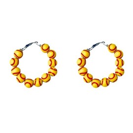 Baseball Hoop Earrings Softball Sport Ball Bead Earrings Sport Lover Jewelry Team Accessories Gifts-softball