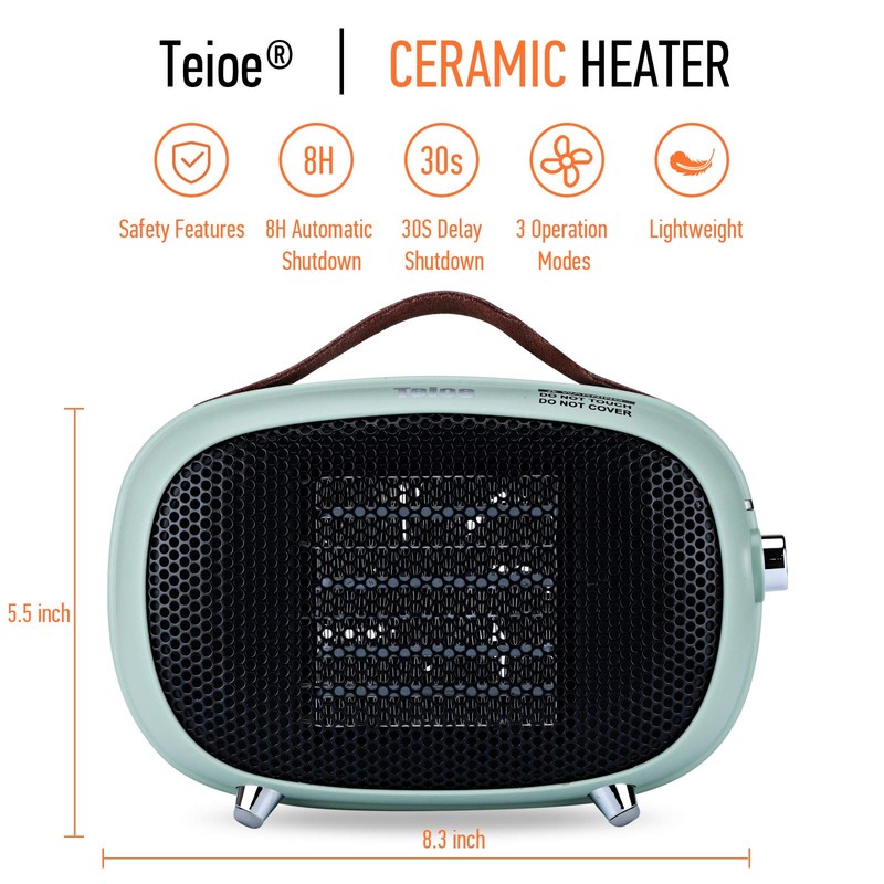Space Heater, Teioe Mini Electric Space Heater 800W/400W, Small PTC