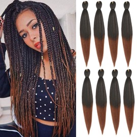 EFFGOCO Pre Stretched Braiding Hair Long Braid 30 Inch 8 Packs Professional Braiding Hair Extensions Synthetic Crochet Twist Braids (30Inch, 1B/30)