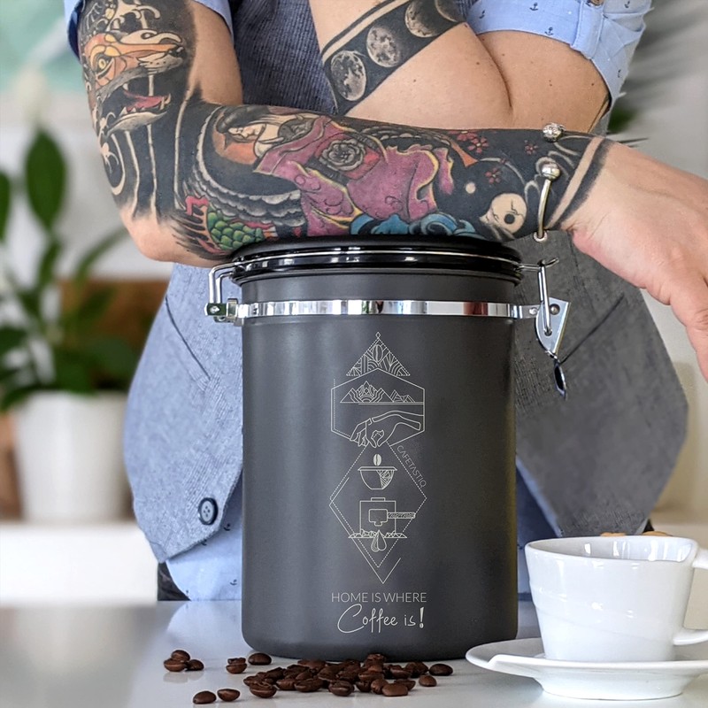 CafetastiQ Large Coffee Canister – Airtight Stainless Steel Storage Container