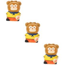 DOITOOL 3pcs Wooden Carved Monkey Figurine Monkey Decor for Home Office Elegant Journey West Statue Unique Wooden Ornament for Bookshelf Display Cabinet