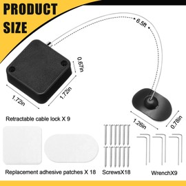 Mimorou 9 Pcs 6.5 ft Retractable Security Cable Lock with Double Sided Adhesive and Screws TV Remote Control Tether Cord Leash Anti Lost Rope Security Lanyard Lock for TV Tablets Showroom