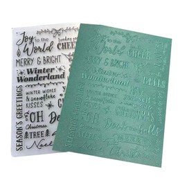 DIYology Christmas Sentiment Background Embossing Folders for Card Making, Xmas Blessing Phrases Background Texture Embossing Folder Template for DIY Paper Crafts Scrapbooking Polymer Clay Decoration