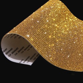 Glitter Rhinestone Stickers, 9.4 x 7.9 Inch Bling Rhinestone Sheets Self Adhesive for Craft, Crystal Sheet for DIY and Decoration (Golden Yellow)