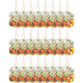 Woanger 24 Pcs Reusable Cotton Mesh Produce Shopping Bags Washable Grocery Bag Net Portable Fruit and Vegetable Bag Cotton String Bags Long Handle Net Tote Organizer (Long Handle)
