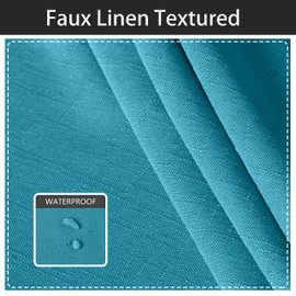 LORDTEX Linen Look Indoor/Outdoor Curtains, 52" W x 95" L, Teal, Set of 2 Panels Waterproof, Privacy, Sun Blocking Textured Grommet Curtains for Patio, Pergola, Porch, Deck, Lanai, and Cabana