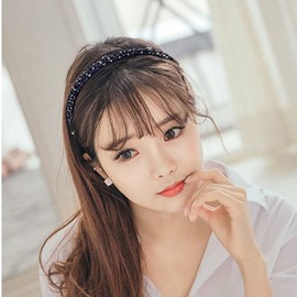 Xiwstar 1Pcs Bling Bling Crystal Headbands Shiny Non-Slip Beaded Hairband and 7Pcs Elastic Pearls Hair Ties Bands Hair Accessories Hair Decoration for Women Girls Ponytail Holder (White)