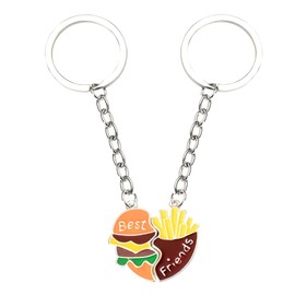 Yaozeio Best Friend Keychains Set of 2 Cute Hamburg Fries Keychains for Women Men Friendship Keychain gifts for Boys Girls Christmas Birthday gifts for Bestie Sisters BFF Burger French Fry Keychain