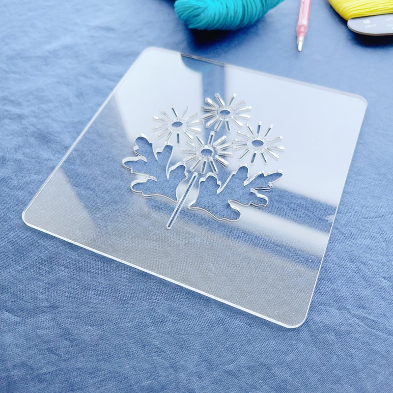 Clear Acrylic Sashiko Stencil, Sashiko Stencil with Flower Pattern for