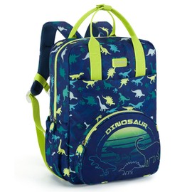 mommore Kids Backpack Boys, Durable Large Toddler Bookbag with Double Handles, Water Resistant Dinosaur Backpack with Chest Strap for Preschool Kindergarten Travel