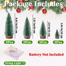 Christmas Decorations Indoor 10pcs Mini Christmas Tree Christmas Decor with 4 Sizes Artificial Table Top Xmas Tree Bottle Brush Trees Green