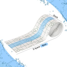 4 PCS Transparent Stretch Adhesive Bandage, 2 Inch x 5.5 Yard - Waterproof Clear Film Dressing Bandages, Adhesive Bandages Shower Shield Dressing Tape for Tattoos Swimming Showering