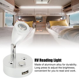 10V‑30V Reading Lamp RV Boat LED Bedside Lamp Trailer Motorhome Interior Lighting Spotlight 12 Volt LED Reading Light 3500K Warm White Dimmable RV Boat Bedside Seat Swivel