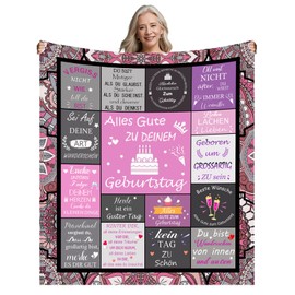 LOOBEAR Birthday Gift for Women, Birthday Gift for Mum, Girls, Wife, Girlfriend, Sister, Girlfriend, Colleague, Happy Birthday Decorative Blanket, Women, 150 x 130 cm