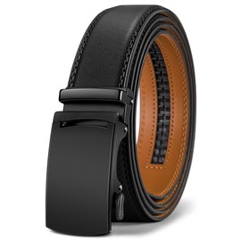 BULLIANT Men's Ratchet Leather Belt, Automatic Clasp, for Men’s Suit, Business Clothing, Width 35 mm, Size Adjusted