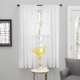 SmartSheer Crushed Voile Rod Pocket Window Sheer Panel, White, 63" L x 52" W (Single Panel)