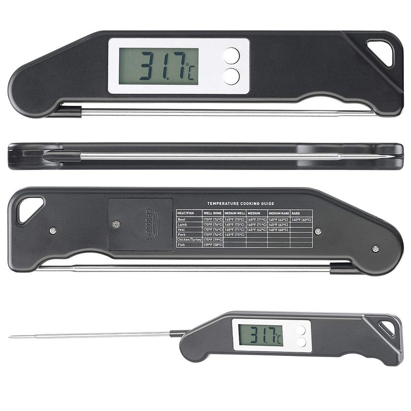 Rosenstein & Söhne Einkochthermometer: Digitales Haushalts-Thermometer, klappbar, 13-cm-Fühler, bis 200