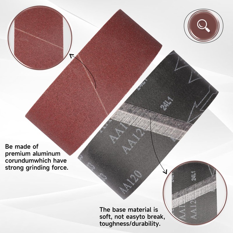 STEBRUAM 8PCS Sanding Belt 65 x 410 mm 40 Grit