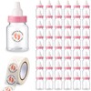 Tondiamo 48 Pcs 1.5 x 3.5 Inch Baby Shower Mini Milk Bottle with 500 Adhesive Thank You Showering Stickers, Plastic Fillable Gift Boxes DIY Baby Shower Party Favor(Pink, Footprint)