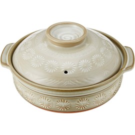 JapanBargain Japanese Donabe for 4-5 People Mishima Flower Pot Clay Pot S-4657