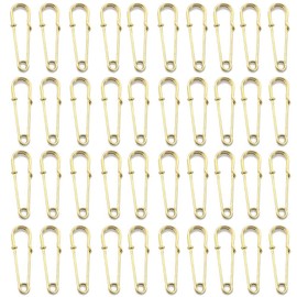 Brooches Heavy Duty Safety Pins 1.6"/38mm/31mm Metal Spring Lock Pin Fasteners for Clothes Hats Skirts Dressessewing Garments DIY Craft Making 60pcs (Light Gold, 31mm)
